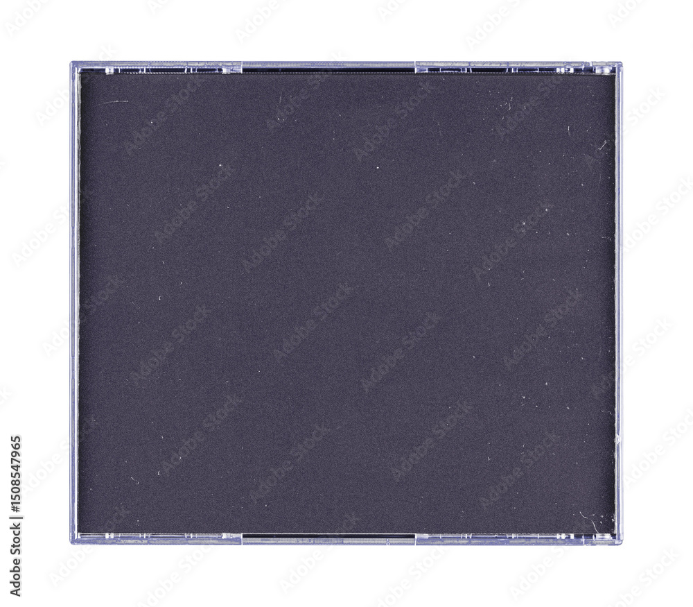 Obraz premium CD disk video case on black background. Isolated music transparent mockup. Clean cover box template.