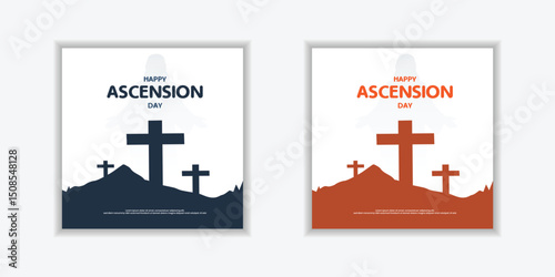 Set Happy ascension day poster template for social media, cover, flyer.