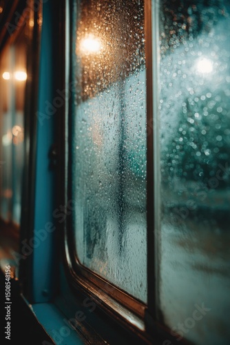 Rainy Night View Through A Window