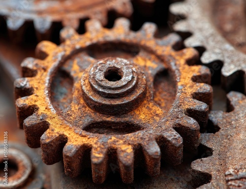 Closeup Rusty Gears Interlocking