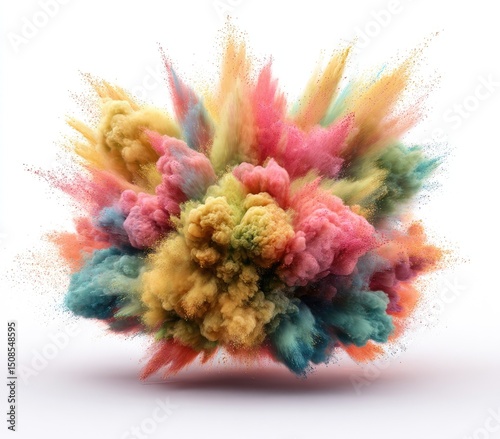 Colorful Powder Explosion On White Background