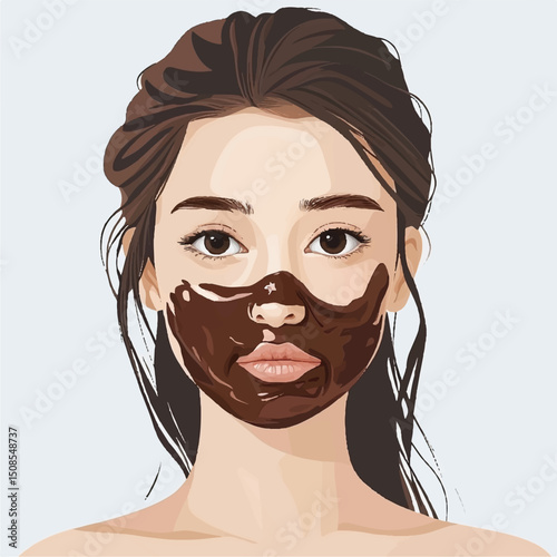 a cute girl with chocolate smeared on face