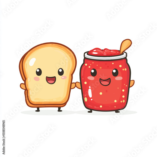 cute bread and jam characterss for stiker