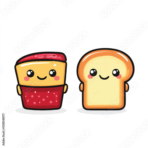 cute bread and jam characterss for stiker