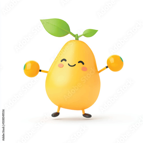 cute dancing mango with maracas