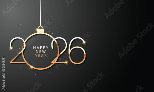 2026 Happy New Year Background Design. Greeting Card, Banner, Poster. Vector Illustration.