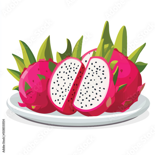 a cute Dragon fruit on plate