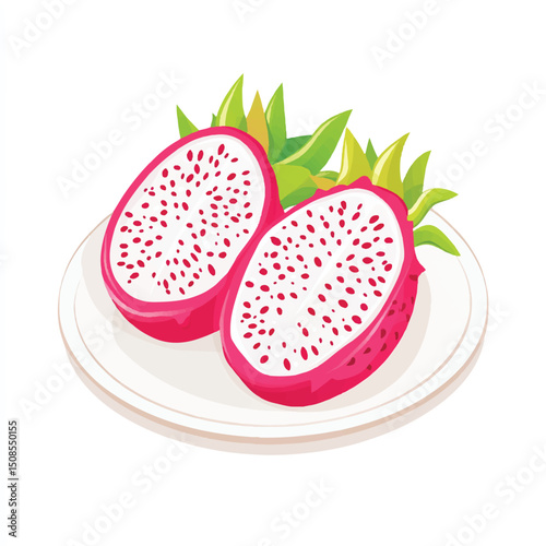 a cute Dragon fruit on plate