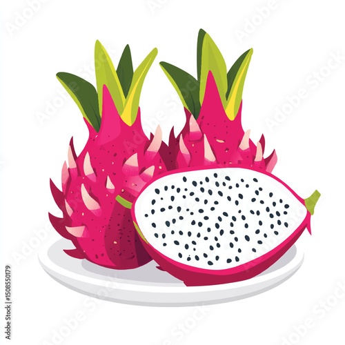 a cute Dragon fruit on plate