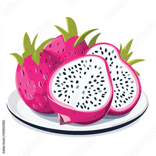 a cute Dragon fruit on plate