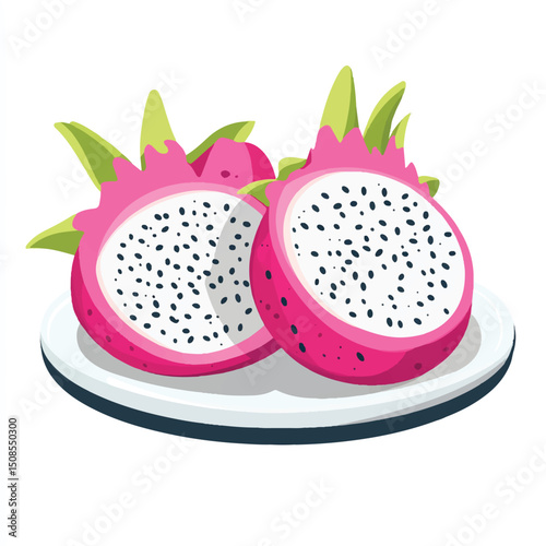 a cute Dragon fruit on plate
