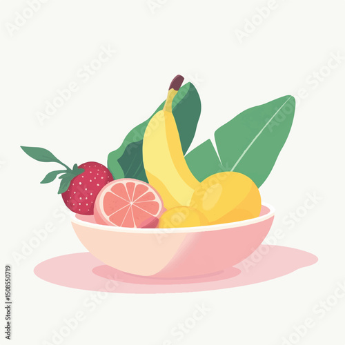cute esk setup with fruits in a bowl
