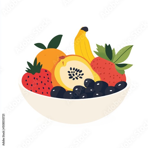cute esk setup with fruits in a bowl
