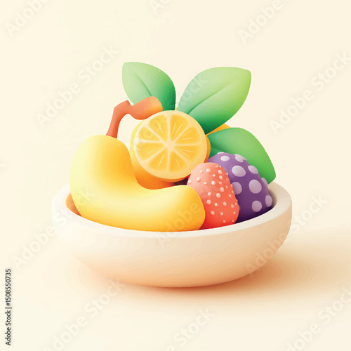 cute esk setup with fruits in a bowl