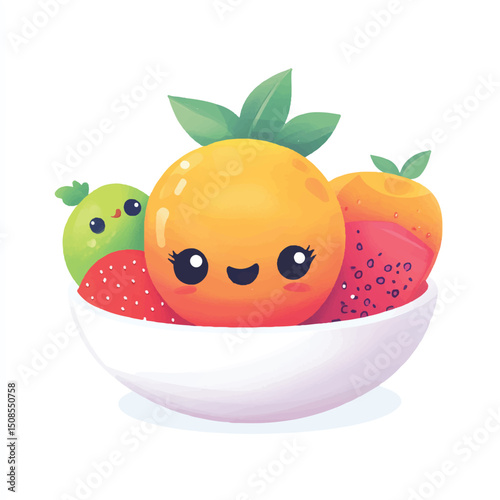 cute esk setup with fruits in a bowl