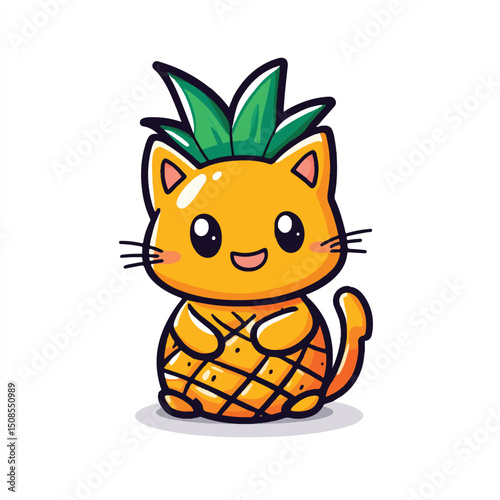 a cute fruit  animals mashup pineapple cat for stiker