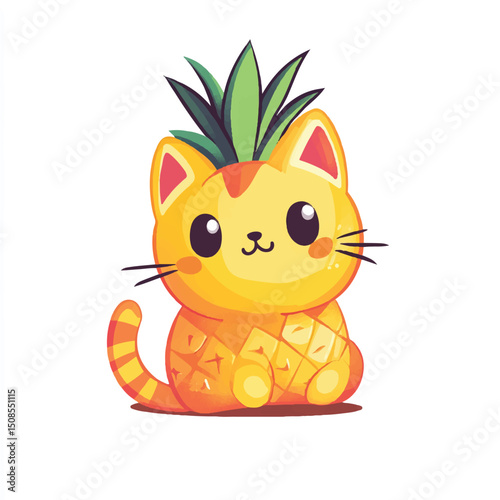 a cute fruit  animals mashup pineapple cat for stiker
