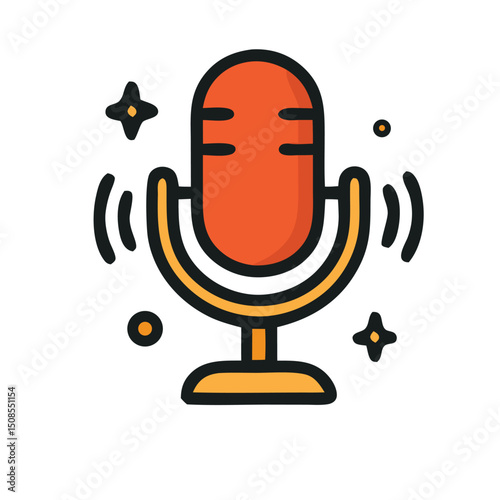 Microphone recording sound waves suitable for podcasting, music production, audio engineering, voice over, sound design, and multimedia projects.