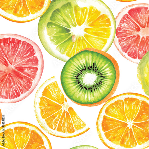 cute fruit slices orange kiwi watermelon