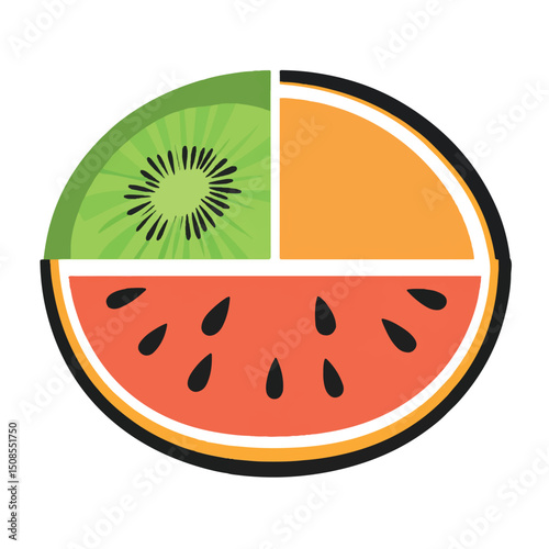 cute fruit slices orange kiwi watermelon