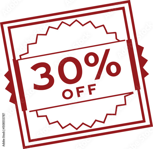 Bold 30% Off Sale Tag with Geometric Border for Retail Promotions and Advertising