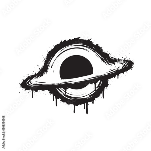 Striking Black Hole Icon with Dripping Paint Effect Vector Desig