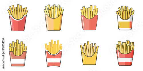 Vector illustration of multiple French fries, outline
