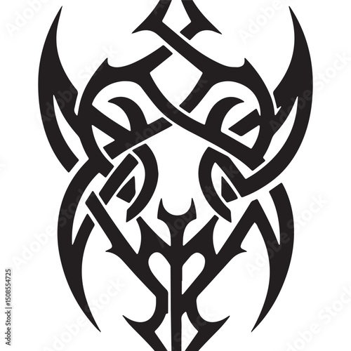 Mystical Wicca Symbol with Tribal Tattoo Design for Apparel Prin