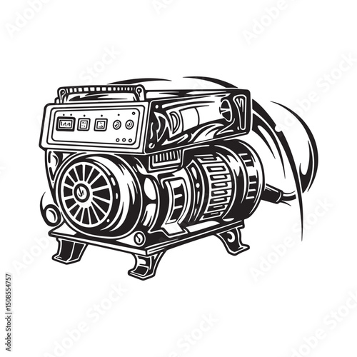 Tribal Tattoo Style Electric Generator Vector for Merchandise Ap