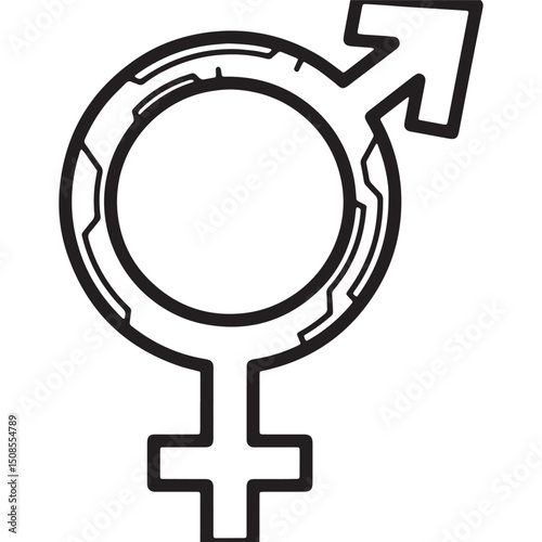 Cyberpunk Intersex Symbol Vector Graphic for Merchandise and App