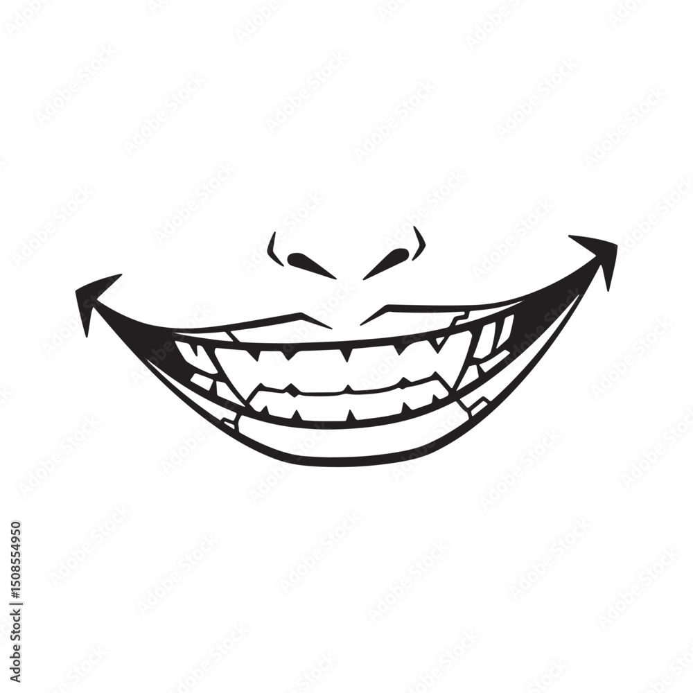 Cyberpunk Smirk Icon, A Monochrome Vector Design for Modern Merc Cyberpunk Smirk Icon, A Monochrome Vector Design for Modern Merc