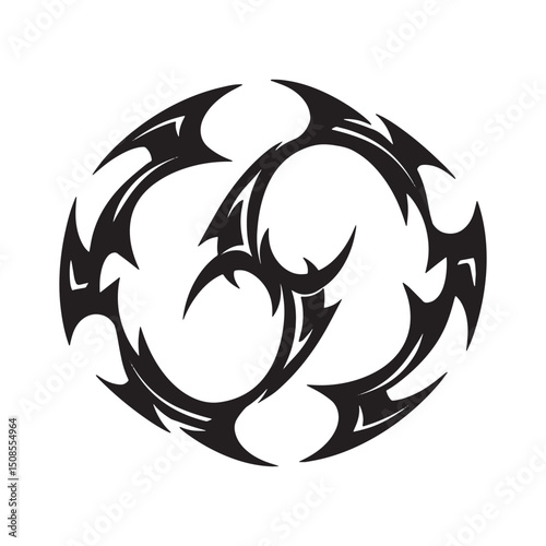 Dynamic Circular Tribal Tattoo Vector Graphic for Merchandise Pr