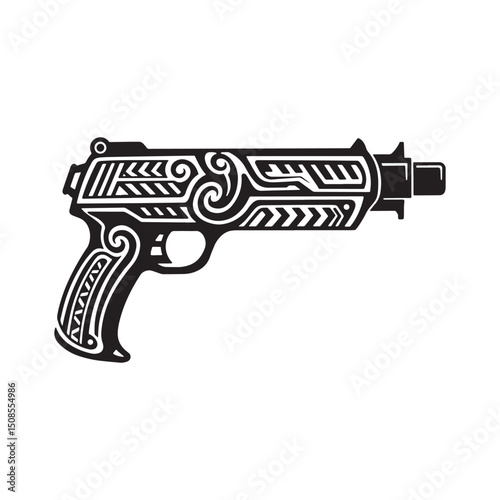 Laser Gun Tribal Tattoo Style Vector Art for Apparel Merchandise