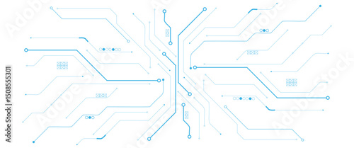 Abstract CPU processor or semiconductor with Power icon with glowing pixels on technology circuit board.