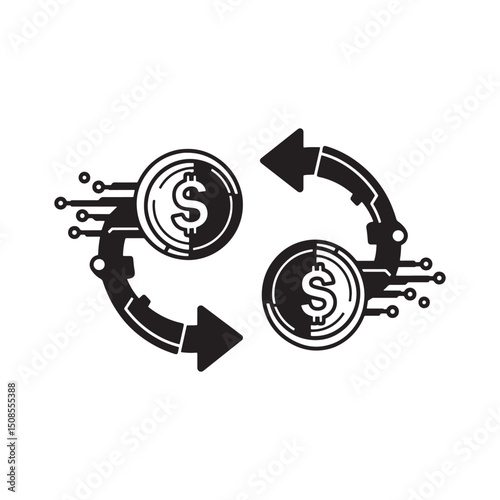 Cyberpunk Currency Exchange Vector Icon for Merchandise and Appa
