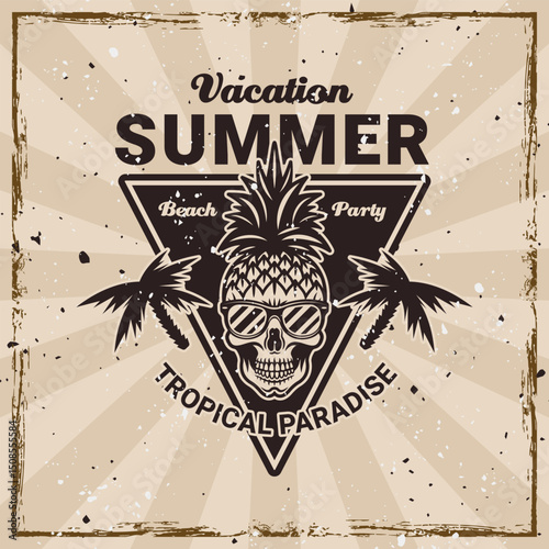 Surfing and summer vacation vector vintage emblem. Perfect for t-shirts, and retro style designs