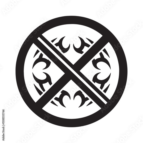 Tribal Tattoo Style 'Do Not Use' Icon for Merchandise and Appare
