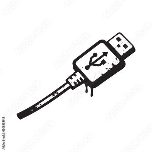 Edgy Charging Cable Vector with Dripping Paint for Urban Apparel