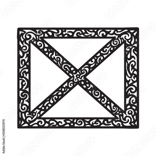 Intricate Tribal Tattoo Style Ad Block Icon for Apparel Design
