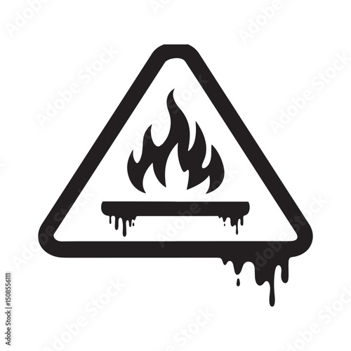 Hot Surface Hazard Icon with Dripping Paint Stencil Effect Desig