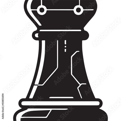 Cyberpunk Inspired Chess Pawn Game Piece Icon Design Vector Illu