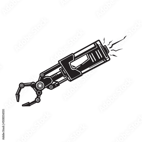 Futuristic Actuator Cyberpunk Icon for Merchandise Apparel Print