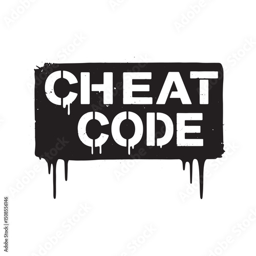 Cheat Code Stencil Vector Design with Dripping Paint for Apparel