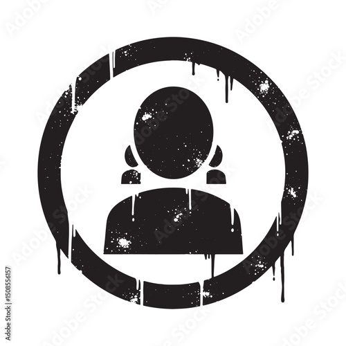 Distressed vector of a human rights icon with dripping paint ste