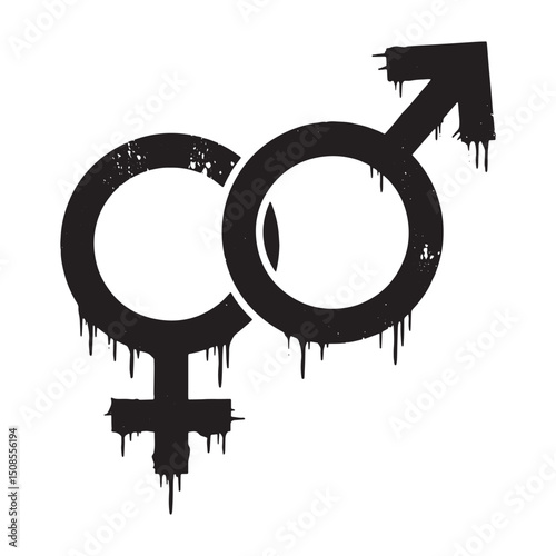 Bold Statement, Dripping Paint Gender Equality Symbol - Modern I