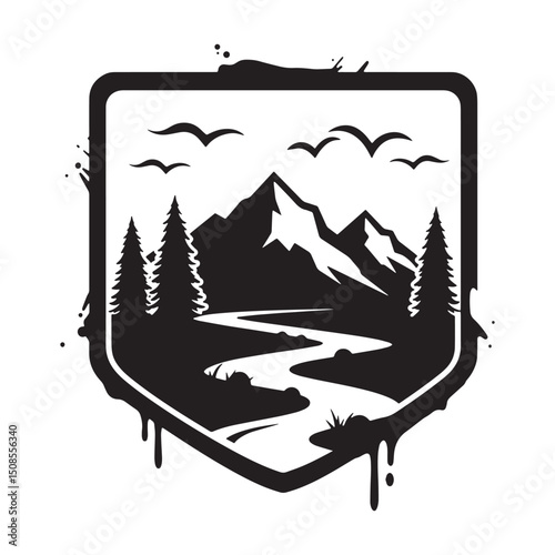 Striking nature reserve icon with a stencil dripping paint effec