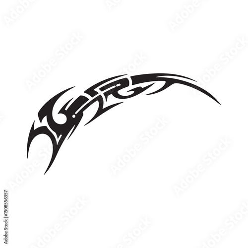 Stylized Zucchetto Silhouette, Black and White Tribal Tattoo Vec