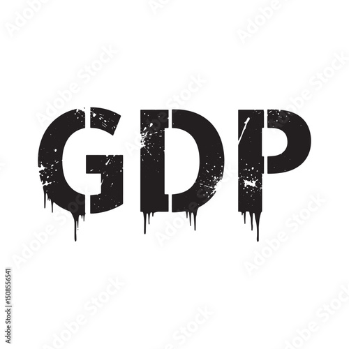Gross Domestic Product Icon with Stencil Dripping Paint Effect V