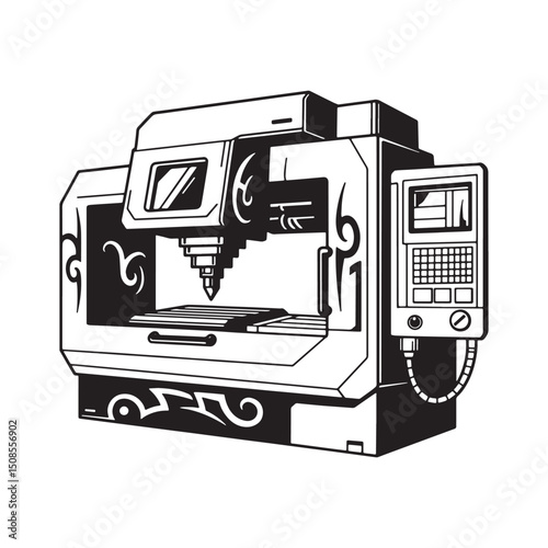 Tribal Tattoo Style CNC Machine Vector Illustration for Apparel
