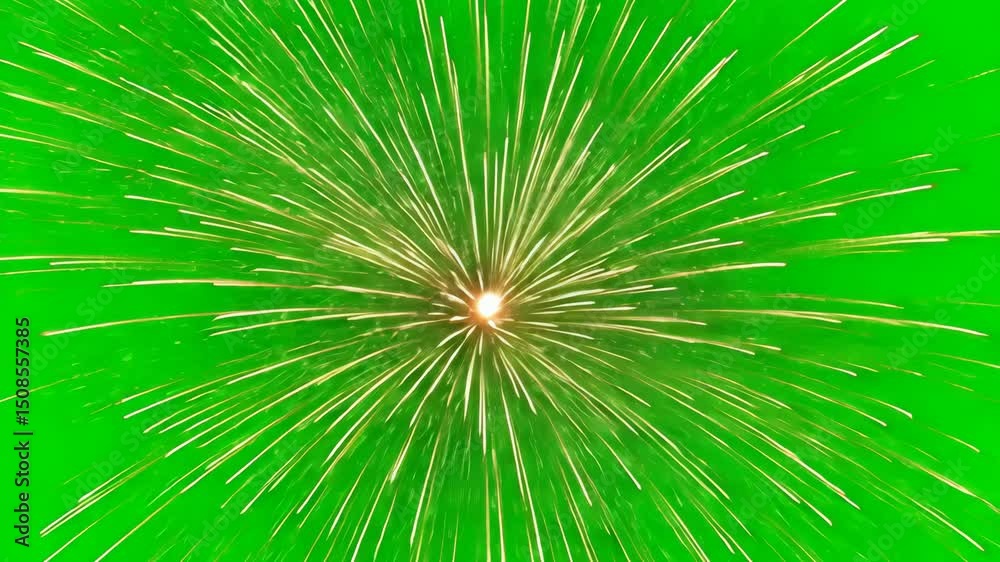 Radiating yellow firework burst effect on green screen